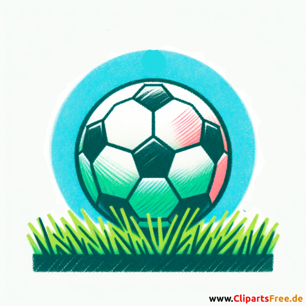 Fussball auf dem grünem Rasen Clipart - Bilder zum Thema Fußball