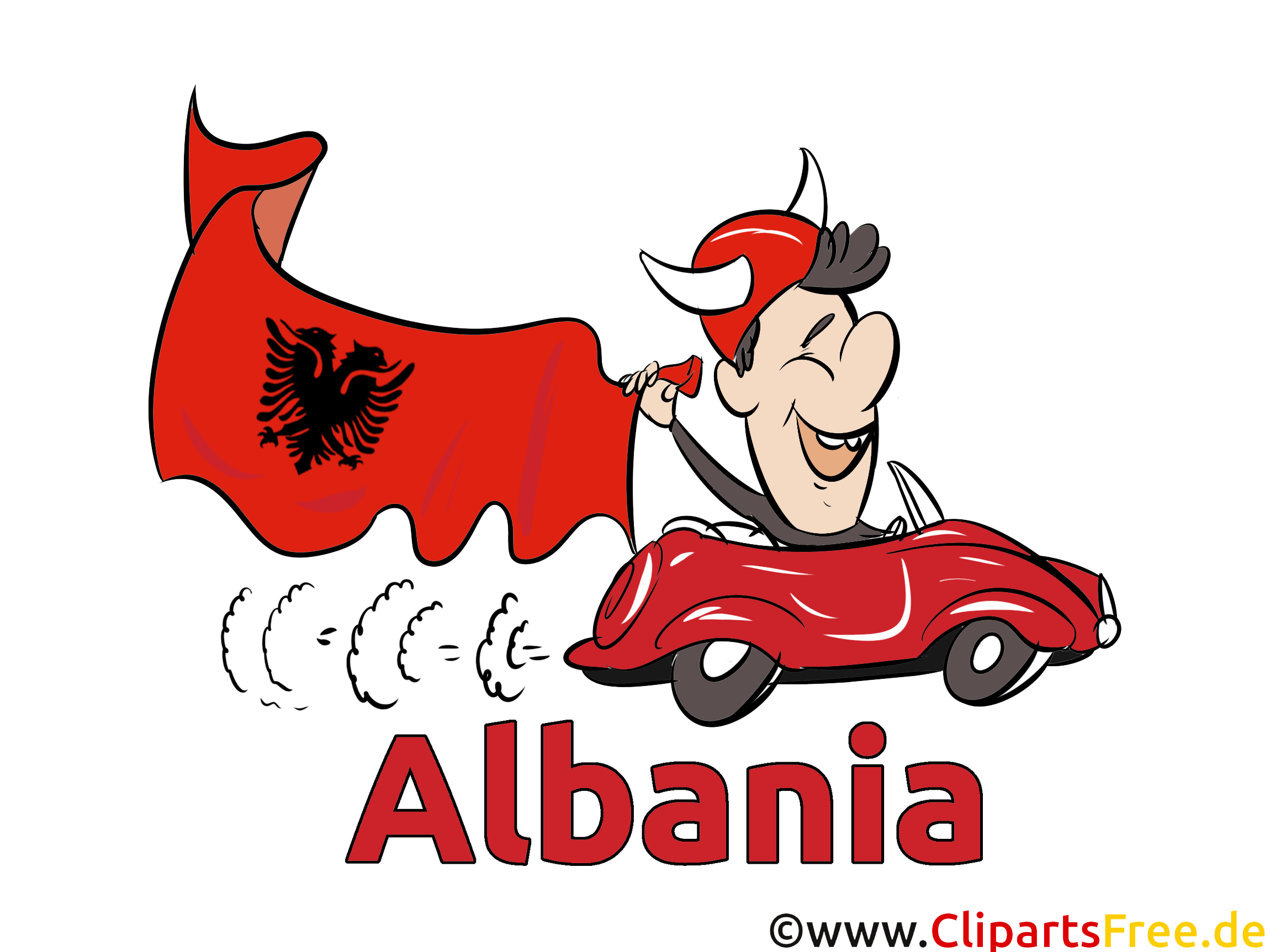 Cabrio fahren Sportfan Albanien Clipart kostenlos