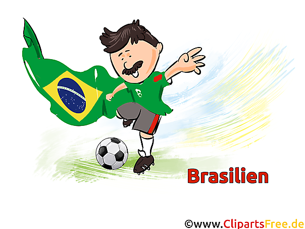 Brasilianischer Fußballspieler mit Ball Clipart, Bild, Grafik