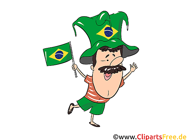 Brasilianischer Sportfan Clipart, Bild, Illustration