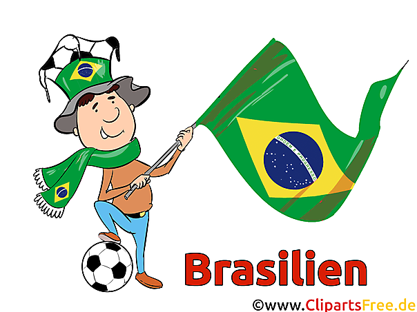 Fussball, Brasilianische Fahne - Sport Clip Art Bilder
