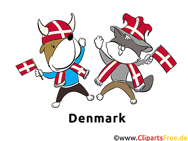 Dänische Sportfans im Stadion Clipart-Illustration