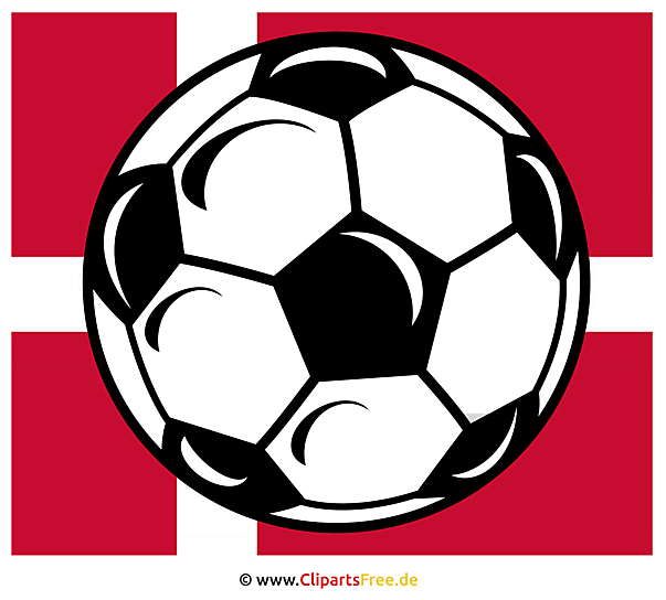 Dännische Flagge und Fussball Clipart