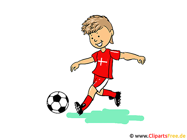 Junge spielt Fussball Clipart
