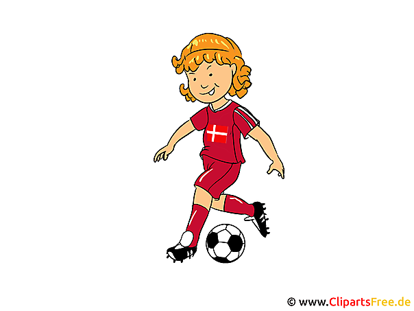 Mädchen spielt Fussball Clipart, Bild, Comic
