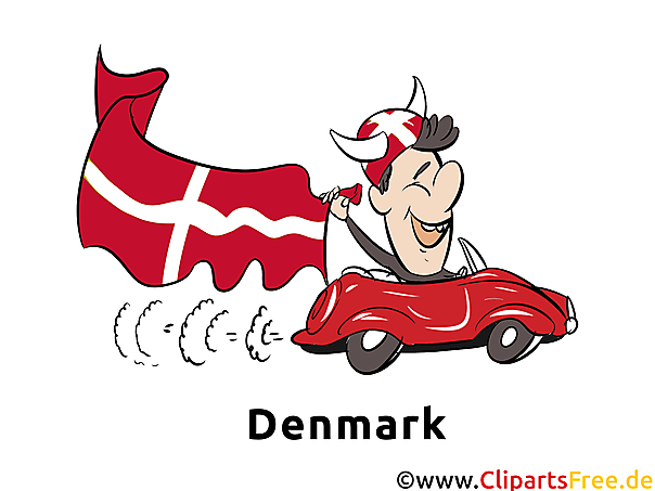 Viking im Auto mit Flagge - Dänemark Bilder