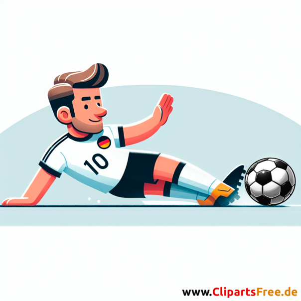 Deutscher Fussballspieler macht Grätsche Clipart - Bilder zum Thema Fußball