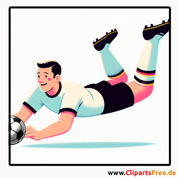 Deutscher Fussballspieler macht Schwalbe Clipart - Bilder zum Thema Fußball