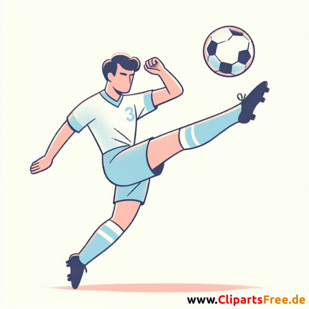 Deutscher Fussballspieler schießt den Ball über den Kopf Clipart - Bilder zum Thema Fußball