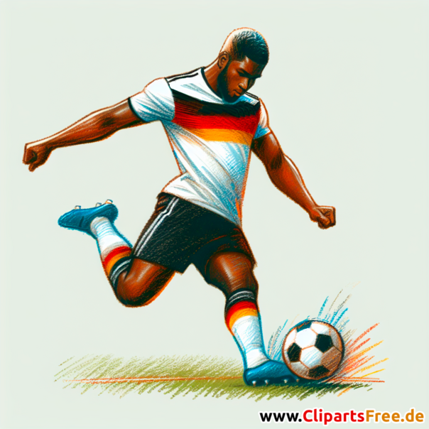 Deutscher Fussballspieler schießt Elfmeter Clipart - Fußballbilder kostenlos
