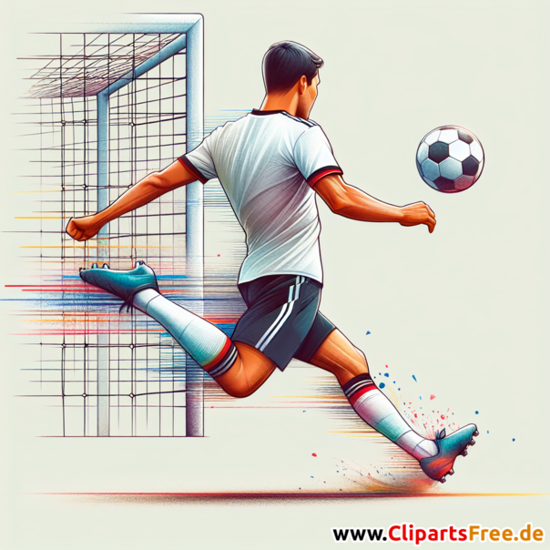 Deutscher Fussballspieler schießt Tor Clipart - Bilder zum Thema Fußball
