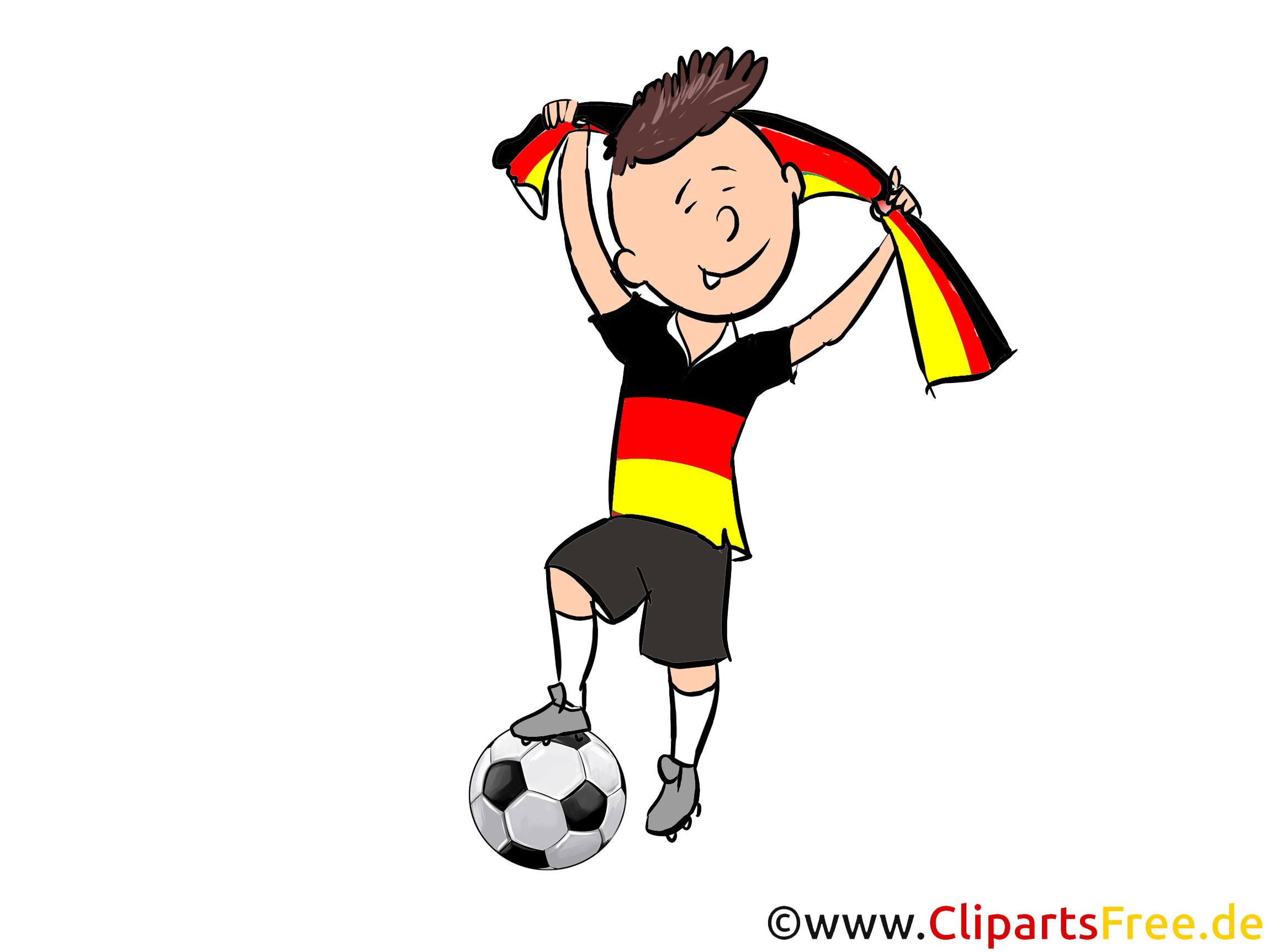 Fussballfan mit deutscher Fahne Bild, Clipart