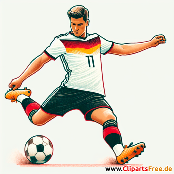 Fußballstürmer in Deutschland Trikot Clipart - Fußballbilder kostenlos