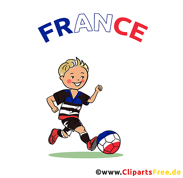 Frankreich Überschrift und farnzösischer Fussballspieler Illustration