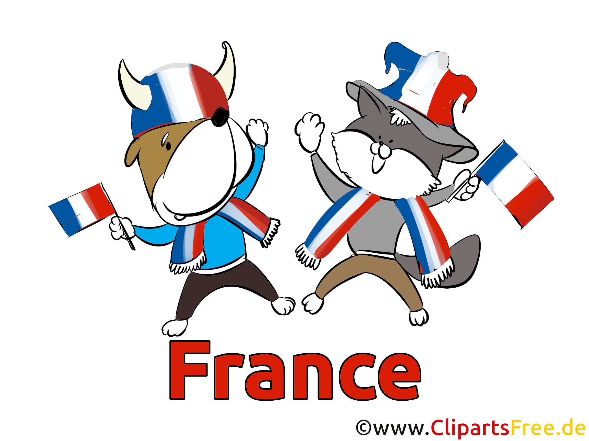 Französische Fussballfans Clipart-Grafik kostenlos