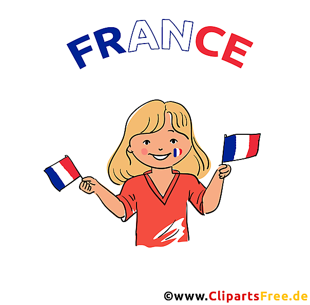 Französisches Mädchen mit Fähnchen - Sport Clipart