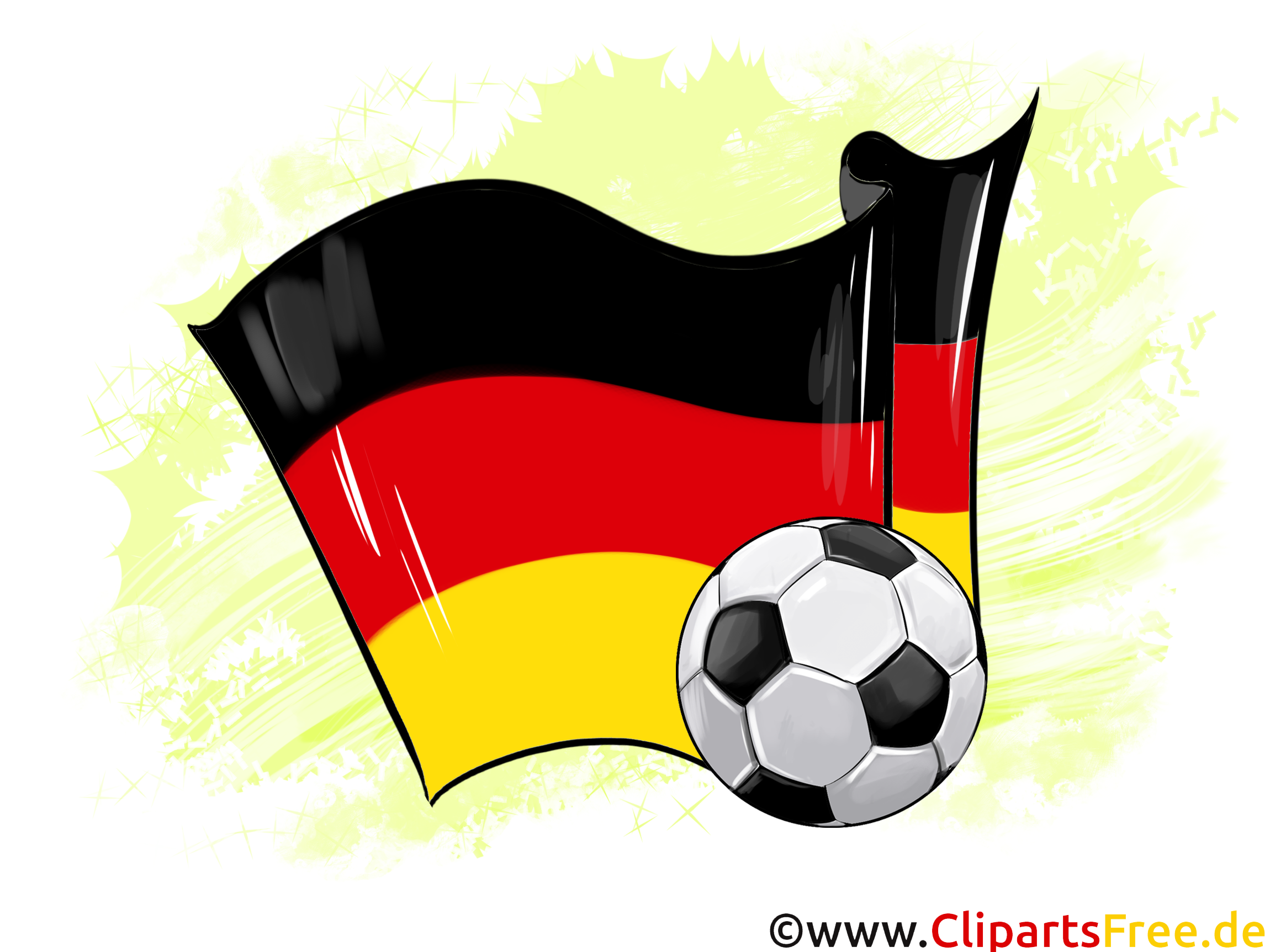 Deutschland Fußball Ball mit Fahne im Hintergrund Clipart-Illustration