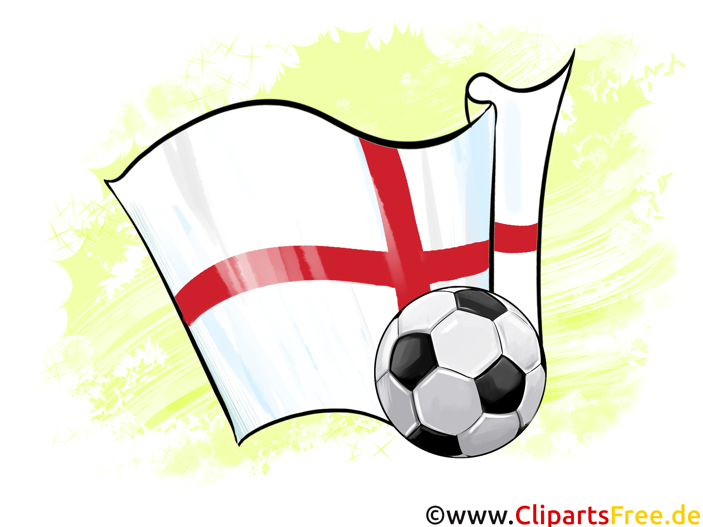 England Fußball Ball mit Fahne im Hintergrund Clipart-Illustration