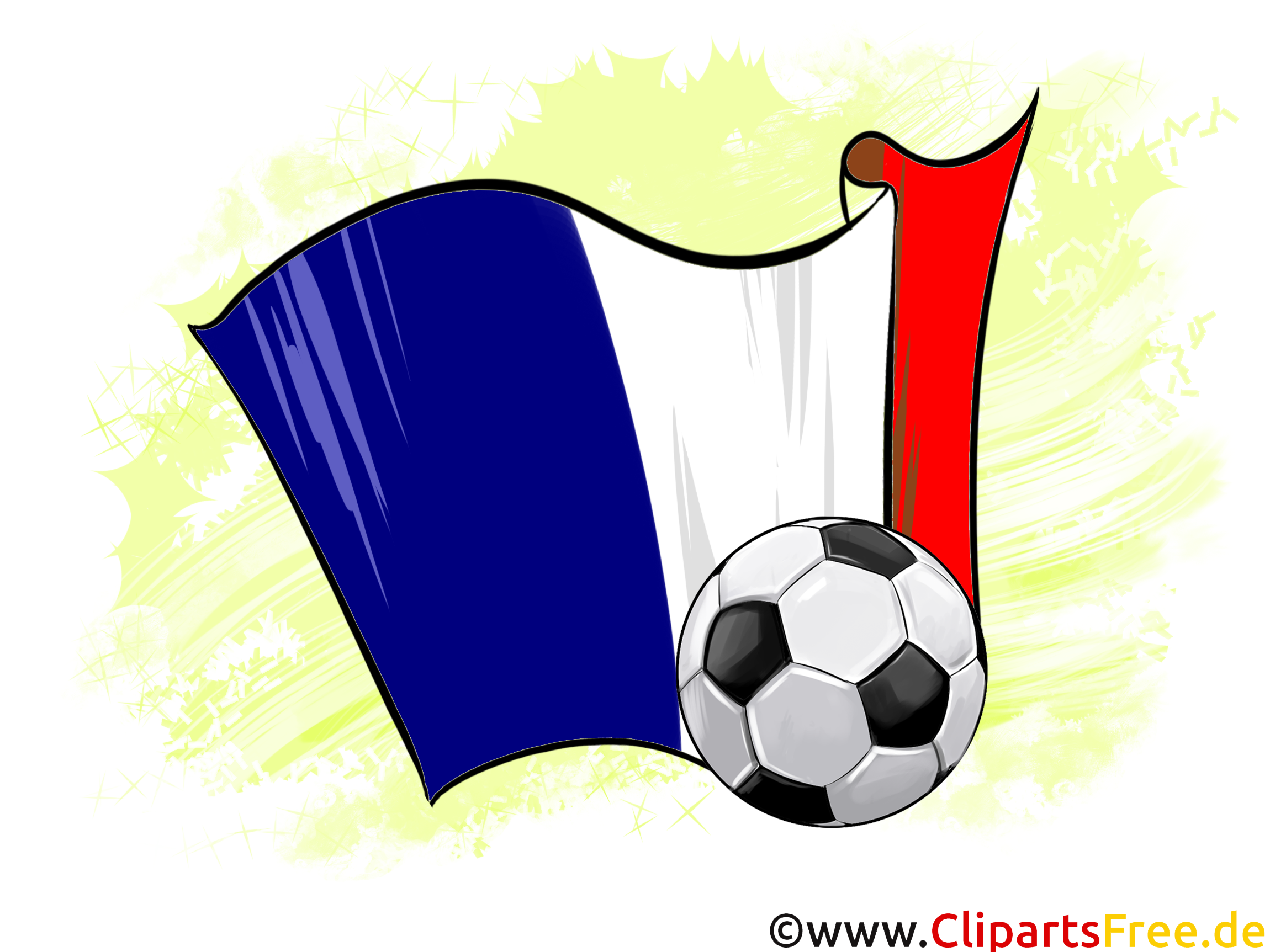 Frankreich Fußball Ball mit Fahne im Hintergrund Clipart-Illustration