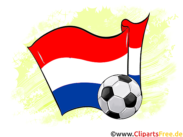 Niederlande Fahne mit Ball - Fussball Cliparts