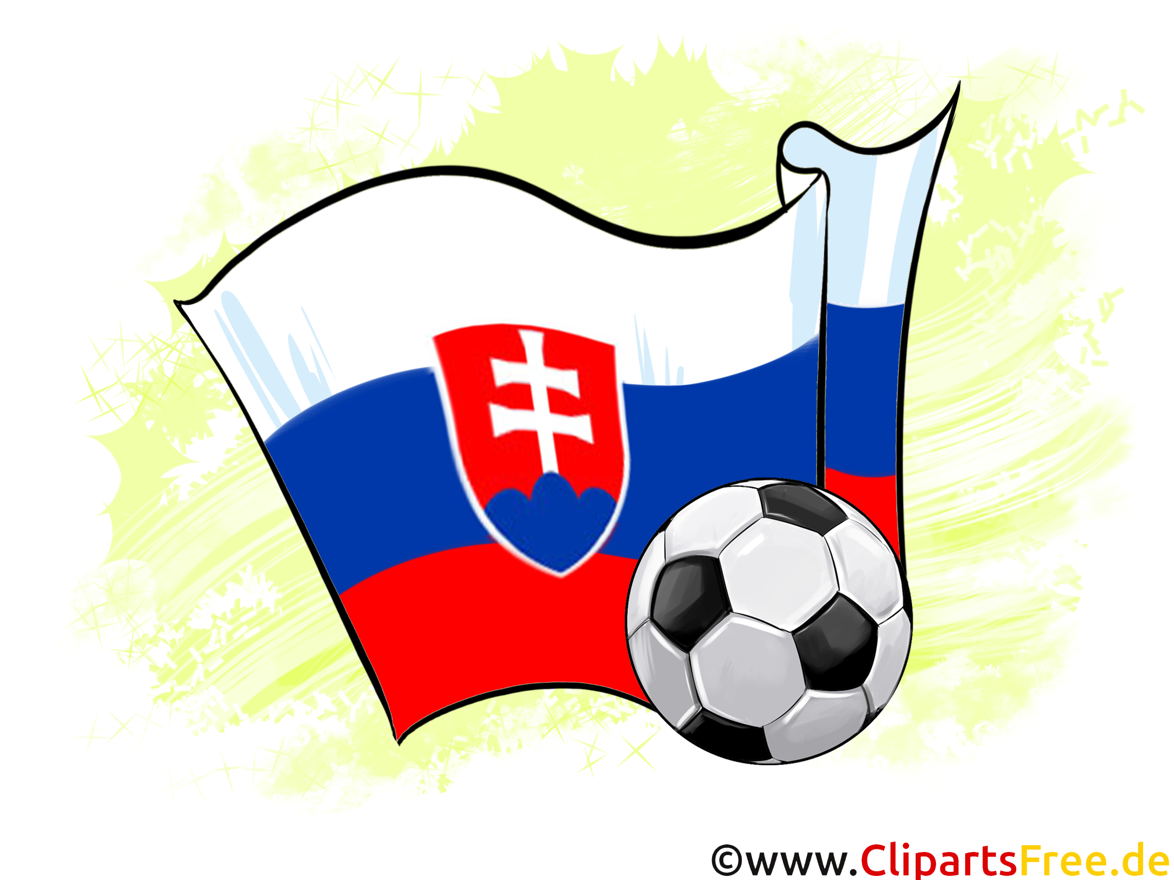 Slowakei Fußball Ball mit Fahne im Hintergrund Clipart-Illustration