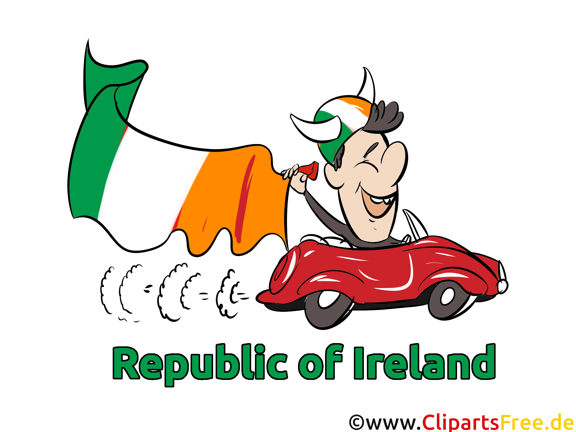 Cabriofahrt Fussball Bild, Clipart, Illustration