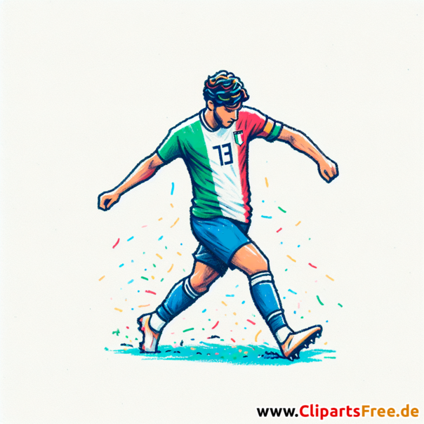 Fußballstürmer in Italien Trikot Clipart - Fußballbilder kostenlos