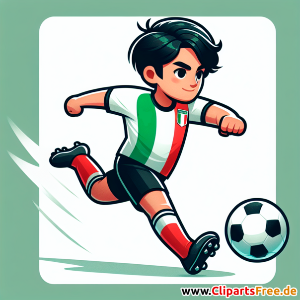 Italienischer Fussballspieler als Torjäger Clipart - Bilder zum Thema Fußball