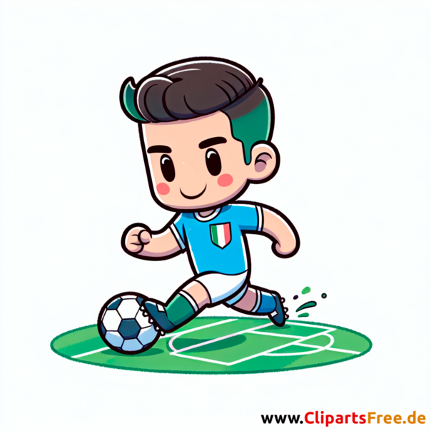 Italienischer Fußballspieler auf dem Rasen Clipart - kostenlose Fußballbilder