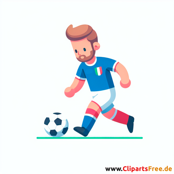 Italienischer Fussballspieler dribbelt Clipart - kostenlose Fußballbilder