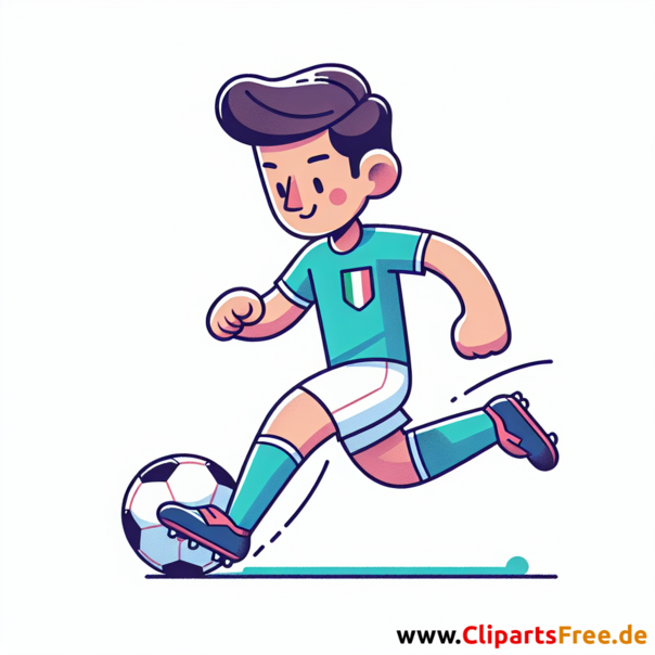 Italienischer Fussballspieler dribbelt den Ball Clipart - Bilder zum Thema Fußball