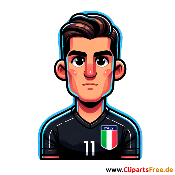 Italienischer Fussballspieler im schwarzen Trikot Clipart - Bilder zum Thema Fußball