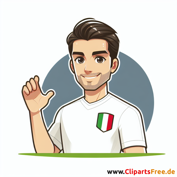 Italienischer Fussballspieler im weißen Trikot Clipart - Bilder zum Thema Fußball