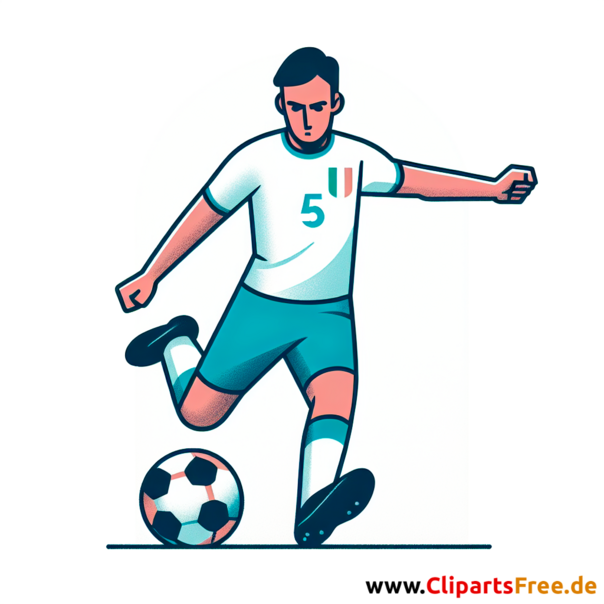 Italienischer Fussballspieler macht Anstoß Clipart - Bilder zum Thema Fußball
