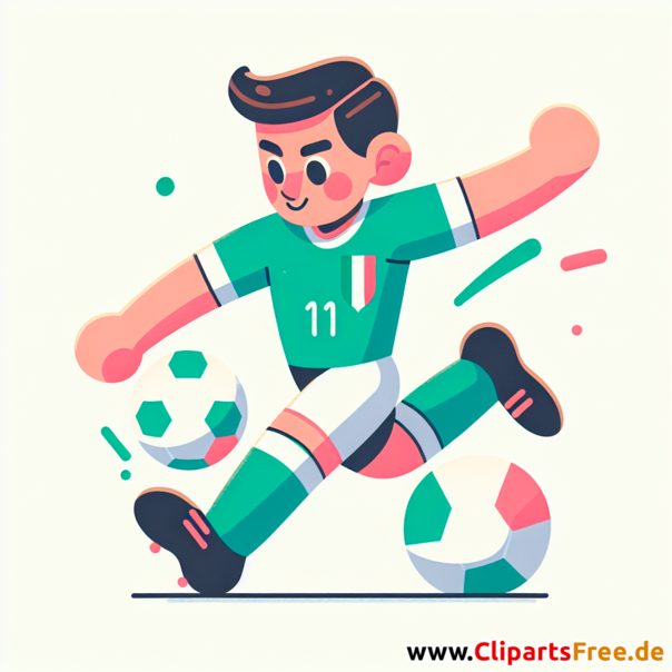 Italienischer Fussballspieler macht Pass Clipart - Bilder zum Thema Fußball