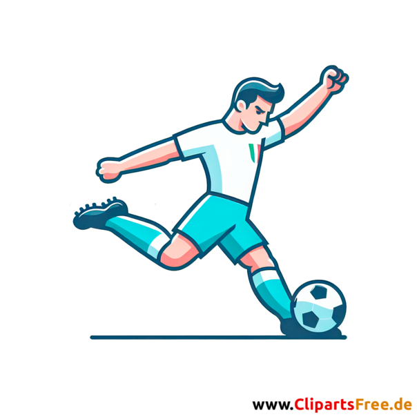 Italienischer Fussballspieler schießt den Ball ins Tor Clipart - kostenlose Fußballbilder