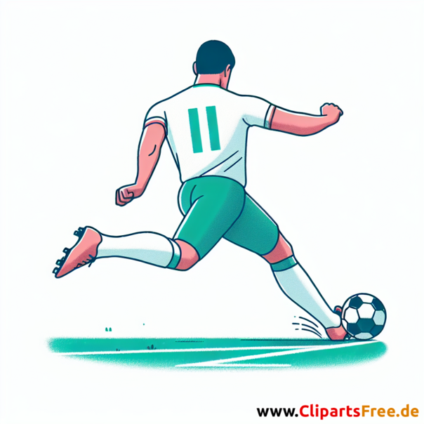 Italienischer Fussballspieler schießt Ecke Clipart - Bilder zum Thema Fußball