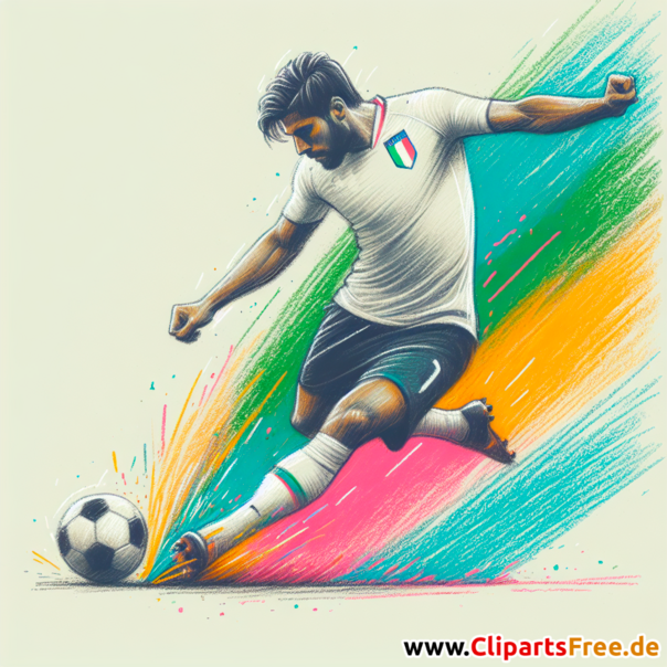 Italienischer Fussballspieler schießt Freistoß Clipart - Fußballbilder kostenlos
