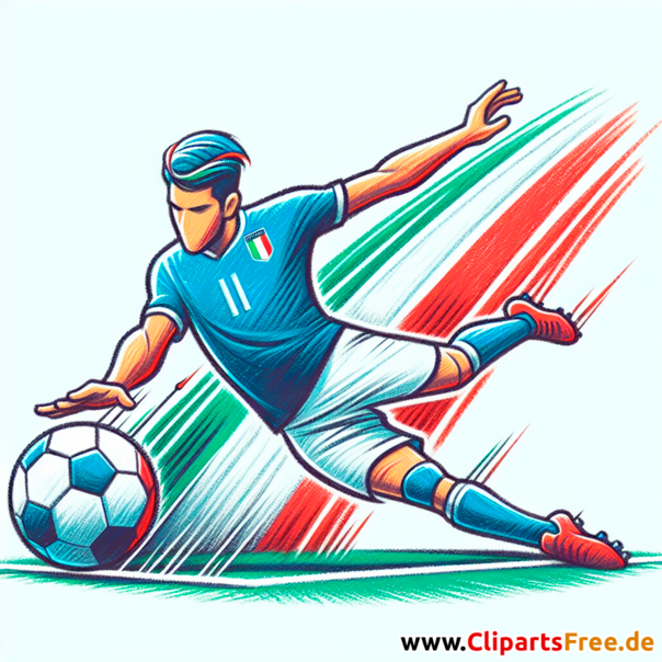 Italienischer Fussballspieler schießt Tor Clipart - Fußballbilder kostenlos