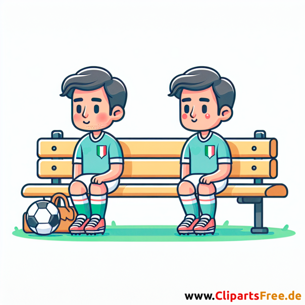 Italienischer Fussballspieler sitzt auf der Bank Clipart - kostenlose Fußballbilder