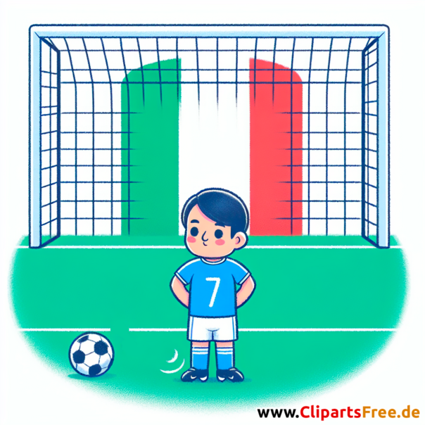 Italienischer Fussballspieler steht im Strafraum Clipart - Bilder zum Thema Fußball