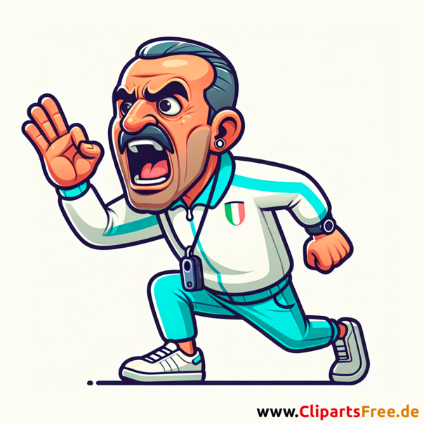 Italienischer Fußballtrainer schreit Clipart - kostenlose Fußballbilder
