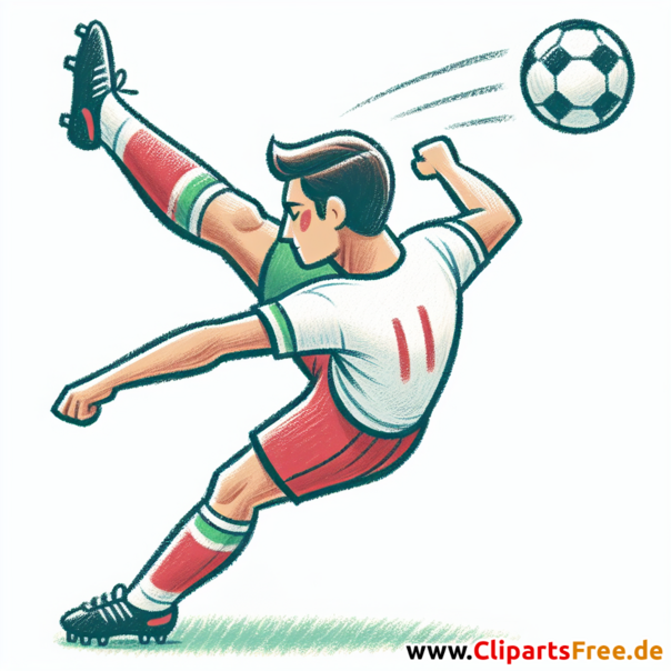 Italienischer Spieler schießt den Ball über den Kopf Clipart - Fußballbilder kostenlos