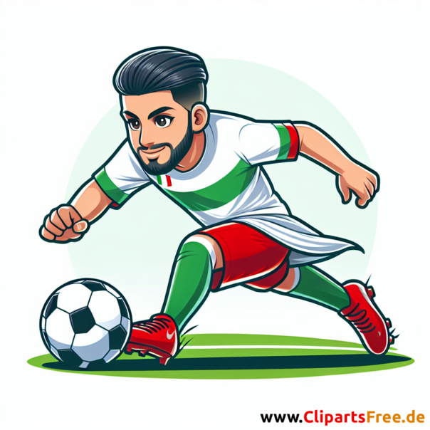 Italienischer Spieler spielt auf dem Fussballfeld Clipart - Bilder zum Thema Fußball