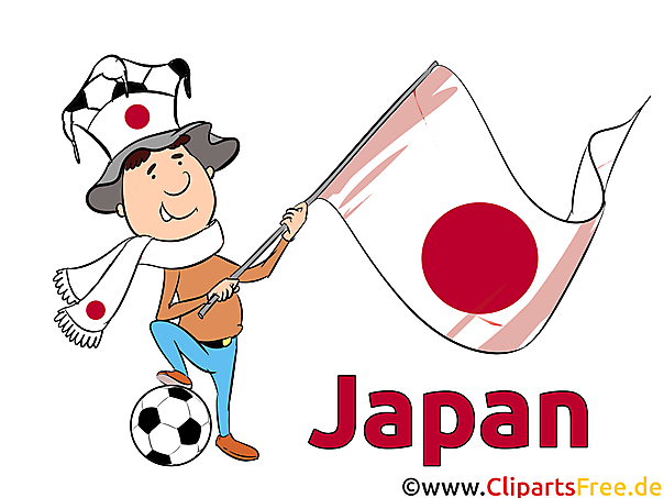 Fußballfan mit japanischer Flagge Clipart, Bild, Illustration