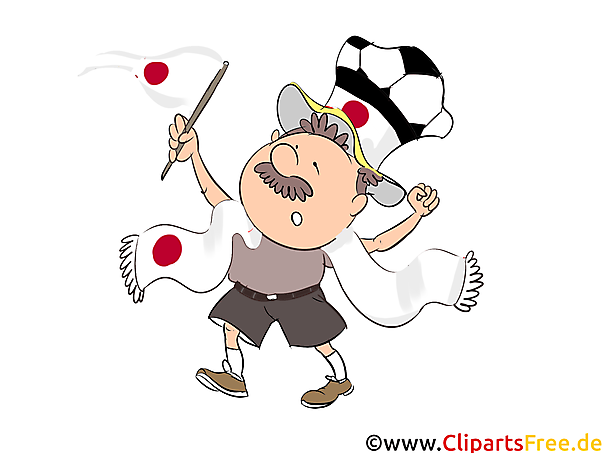 Japanischer Fussballfan Bild, Clipart, Cartoon