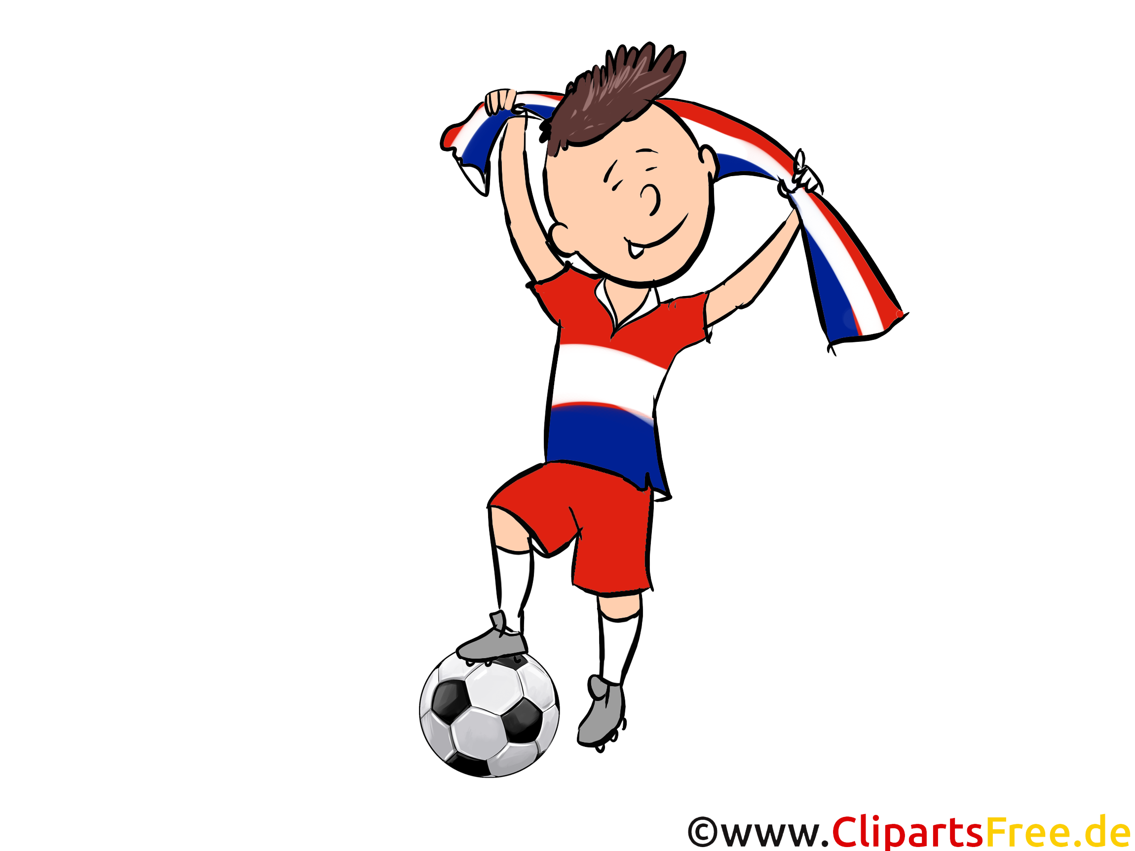 Junge spielt Fussball Clipart-Bild kostenlos