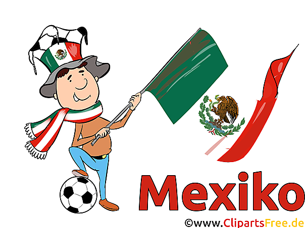Grosse mexikanische Fahne im Stadion Clipart