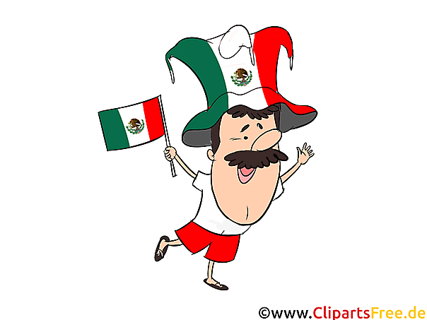Mann mit mexikanischer Fahne Clipart