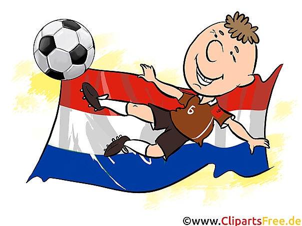 Niederländischer Fussballspieler - im Hintergrund niederländische Flagge Clipart